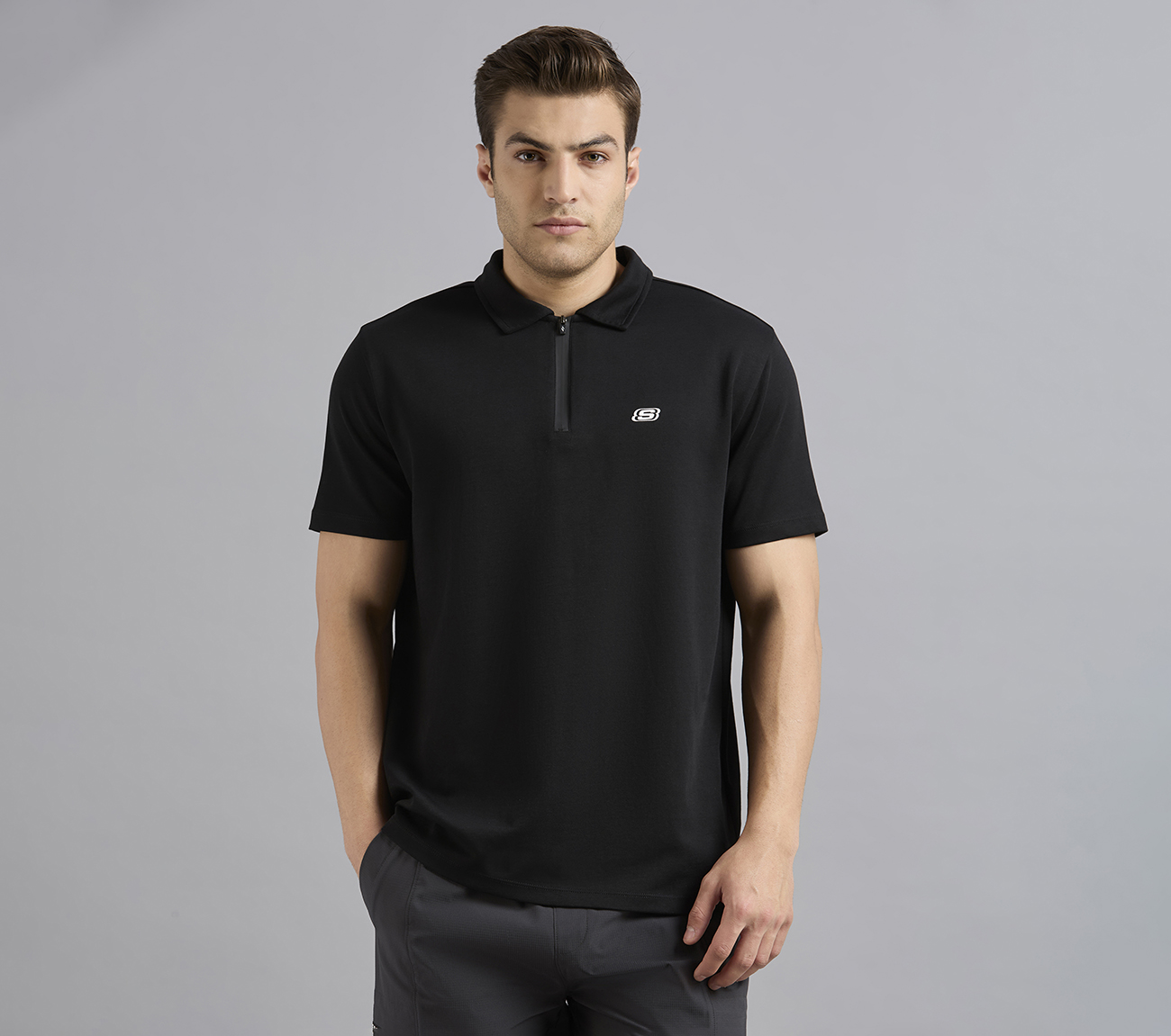 OVERSIZED FLOCK BRANDING POLO, BLACK
