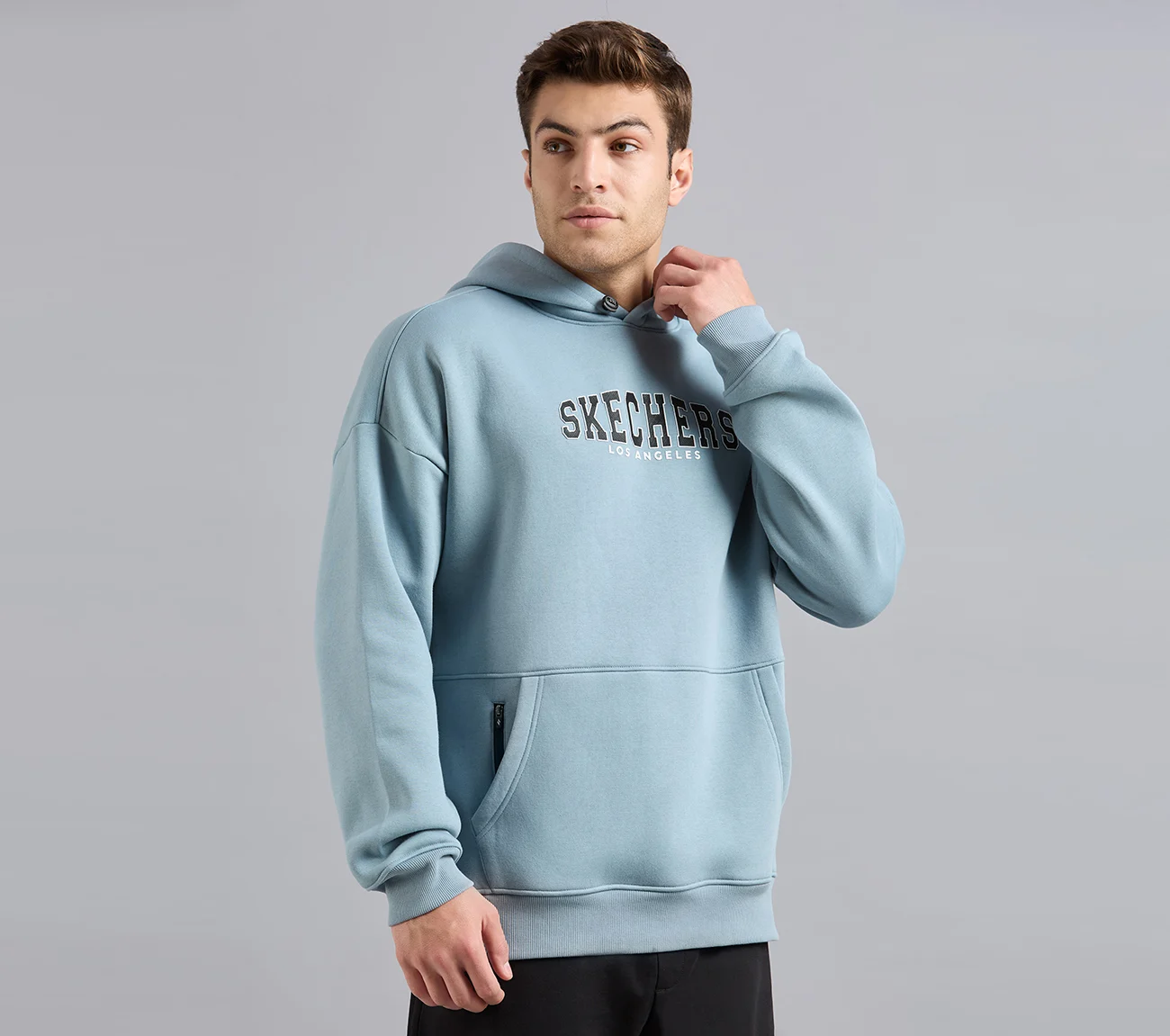 LOS ANGELES HONEYCOMB HOODIE, OFF WHITE/NAVY Apparels Bottom View