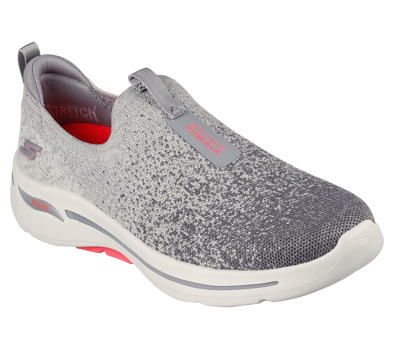 GO WALK ARCH FIT-LUNAR VIEWS, GREY/CORAL Footwear Right View