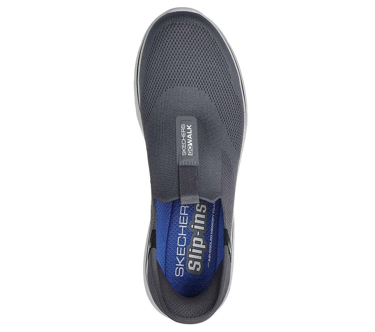 GO WALK 7 - EASY ON 2, CHARCOAL/BLUE Footwear Top View