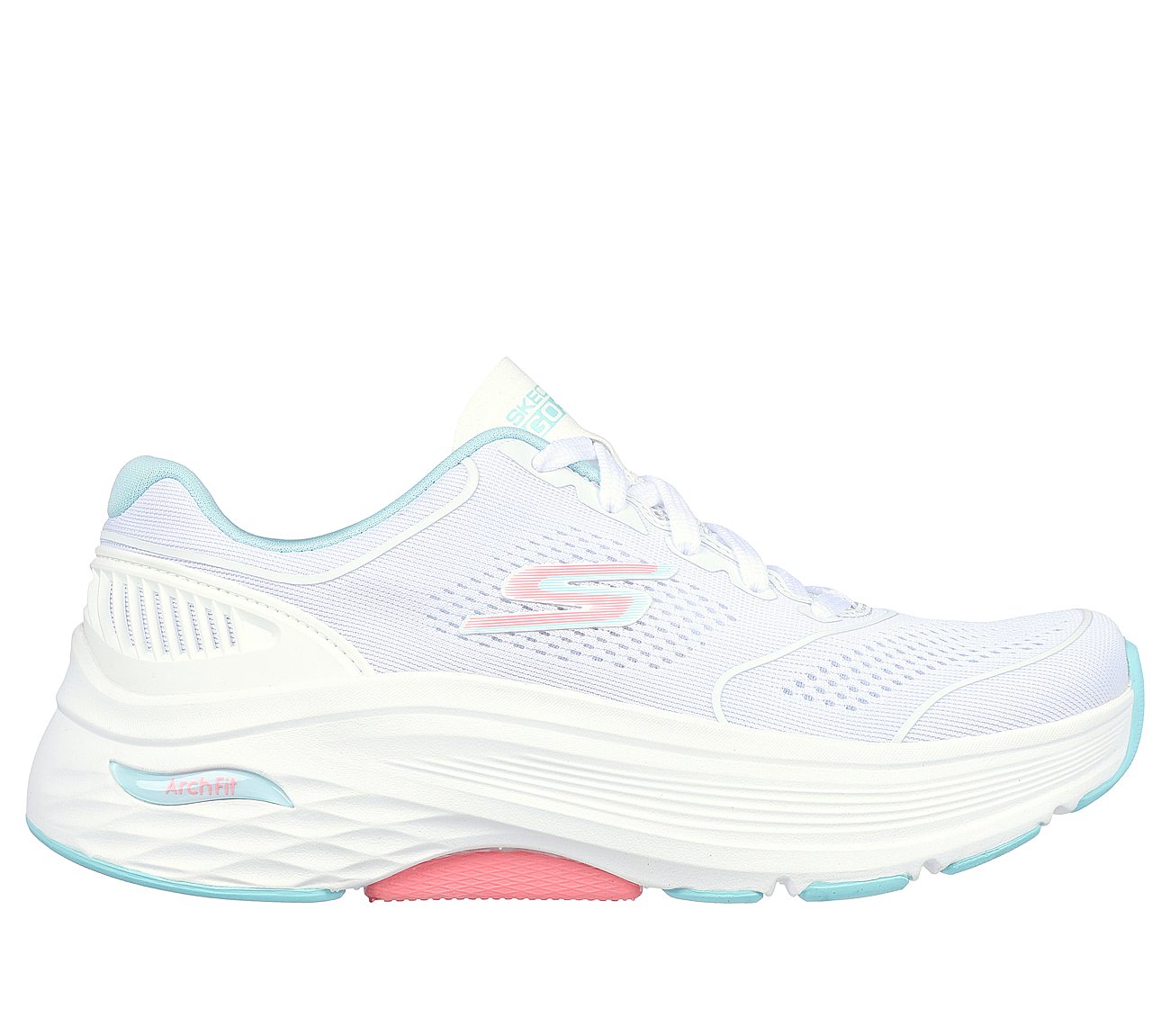 MAX CUSHIONING ARCH FIT - SWI, WHITE/AQUA Footwear Lateral View