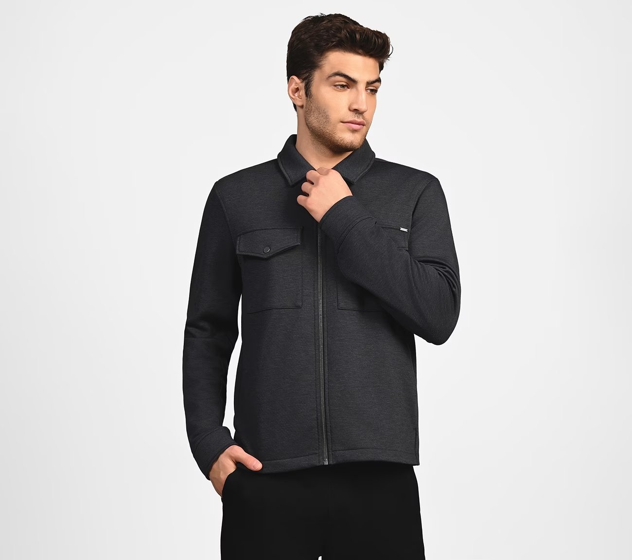 SKECHCLOUD THERMAL SHACKET, CCHARCOAL Apparels Lateral View
