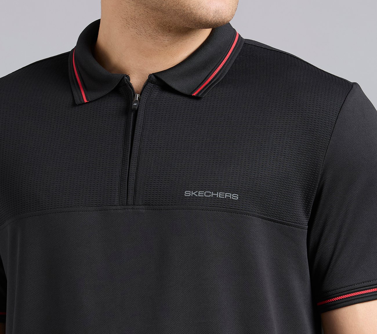 TONAL PANEL GOLF POLO, BLACK