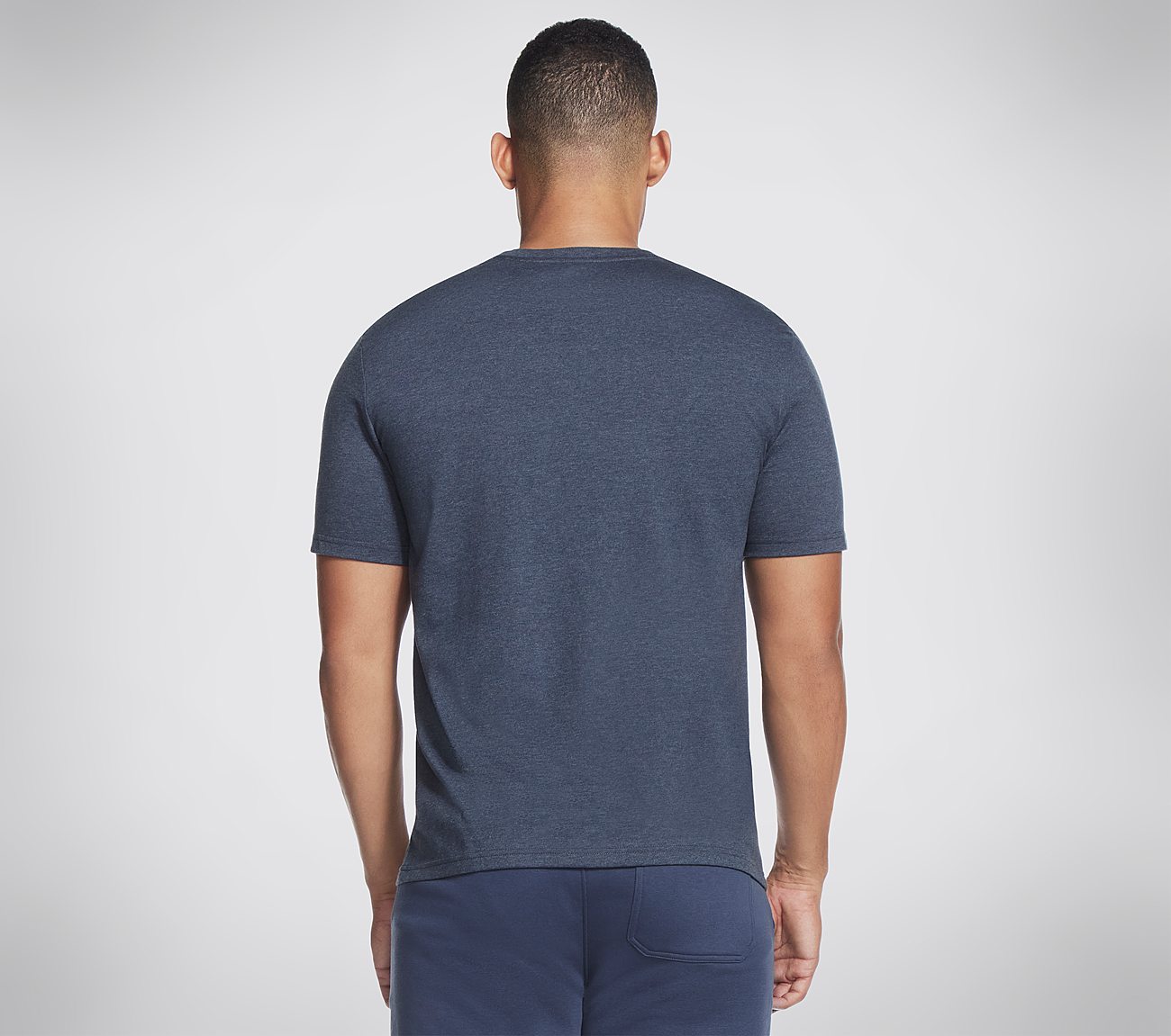 PAST TIME T-SHIRT, CHARCOAL/NAVY Apparels Top View