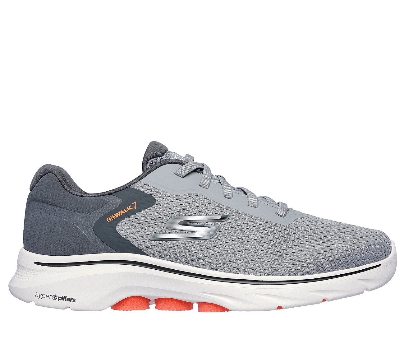 GO WALK 7 - THE CONSTRUCT, GREY/ORANGE Footwear Lateral View