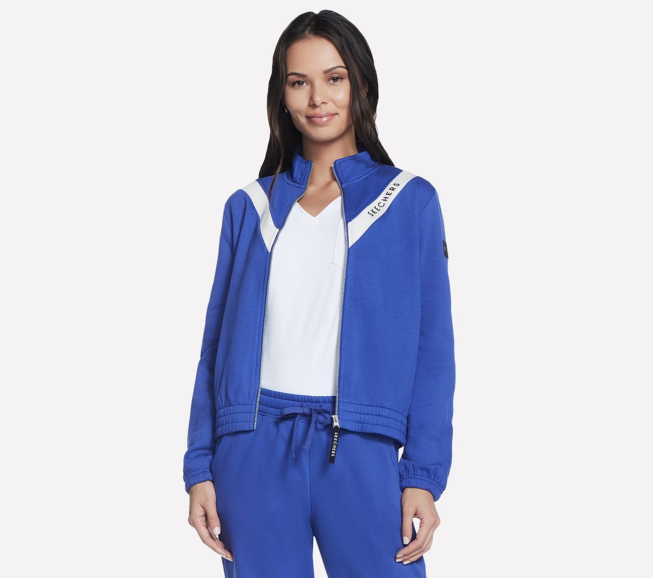 SKECH SWEATS FLEECE CHEVRON J, GUN METAL/ROYAL Apparels Lateral View