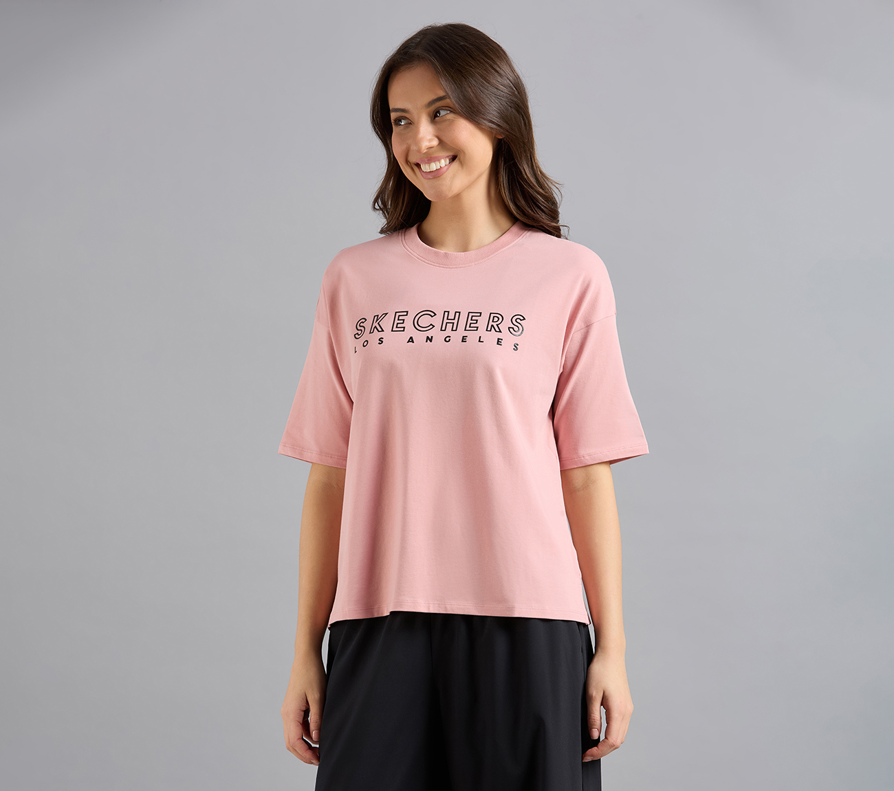 GEL PRINT OVERSIZED TEE, PURPLE/YELL Apparel Bottom View