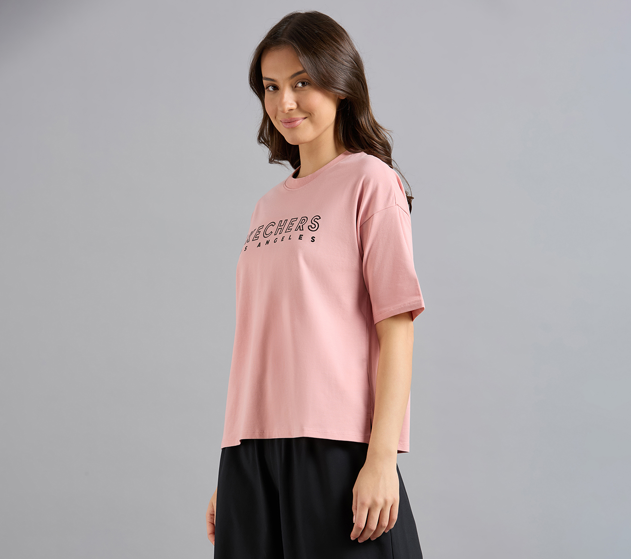 GEL PRINT OVERSIZED TEE, PURPLE/YELL Apparel Top View