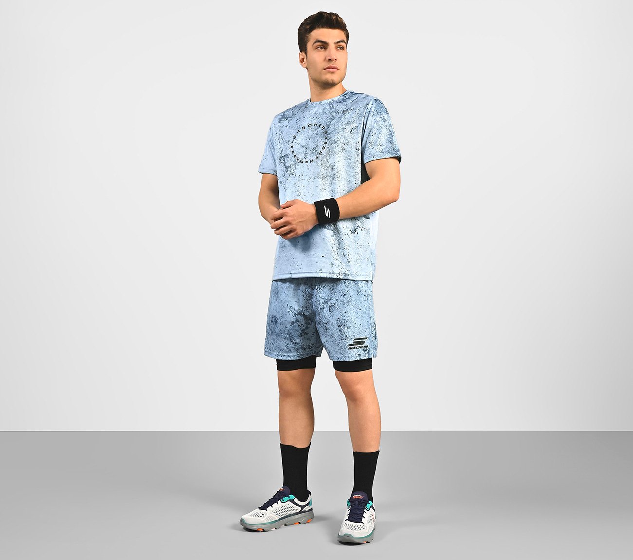 AOP LAYERED SHORTS, CHARCOAL/LT. BLUE Apparel Right View