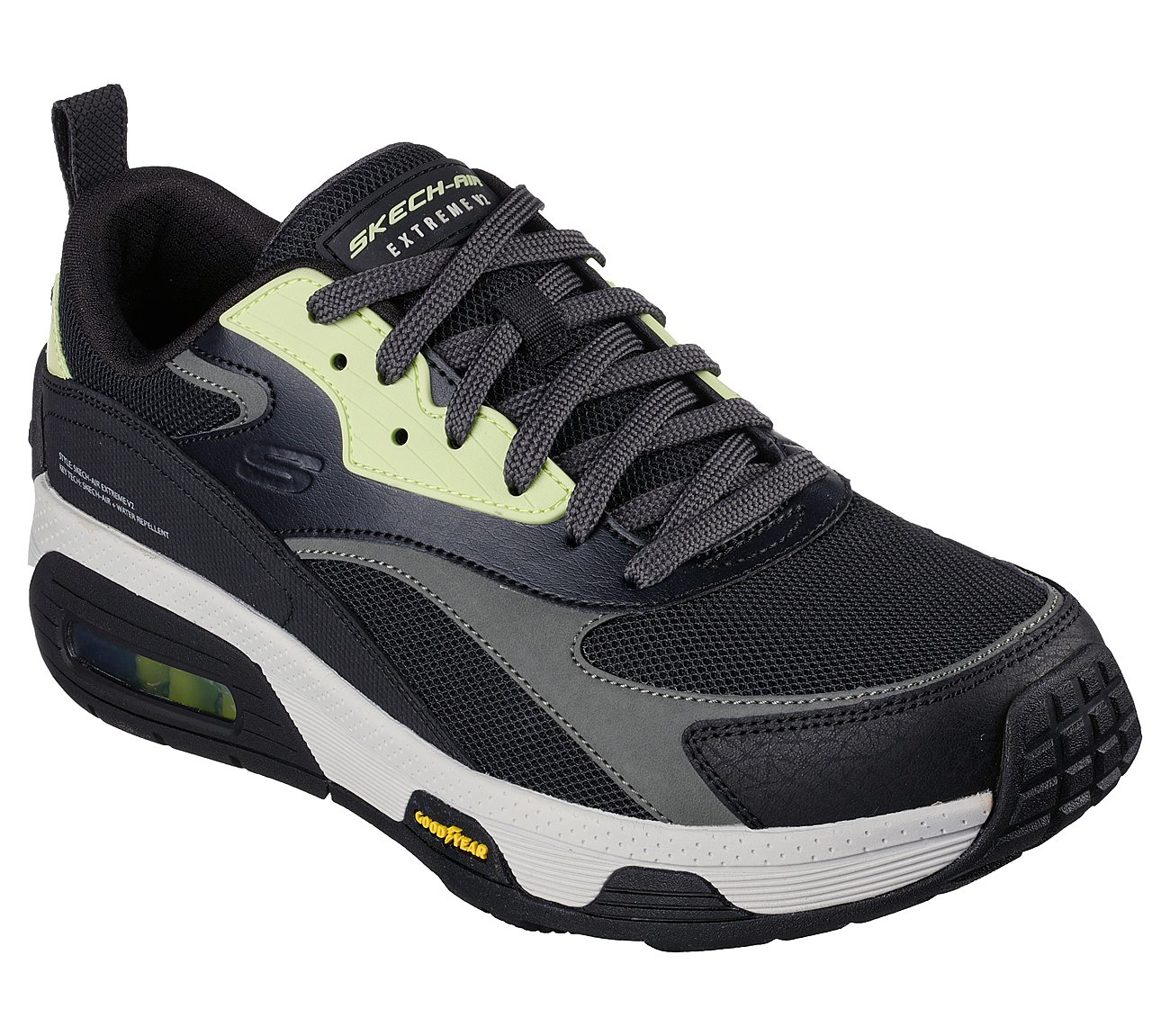 SKECH-AIR EXTREME V2, BLACK/LIME Footwear Lateral View