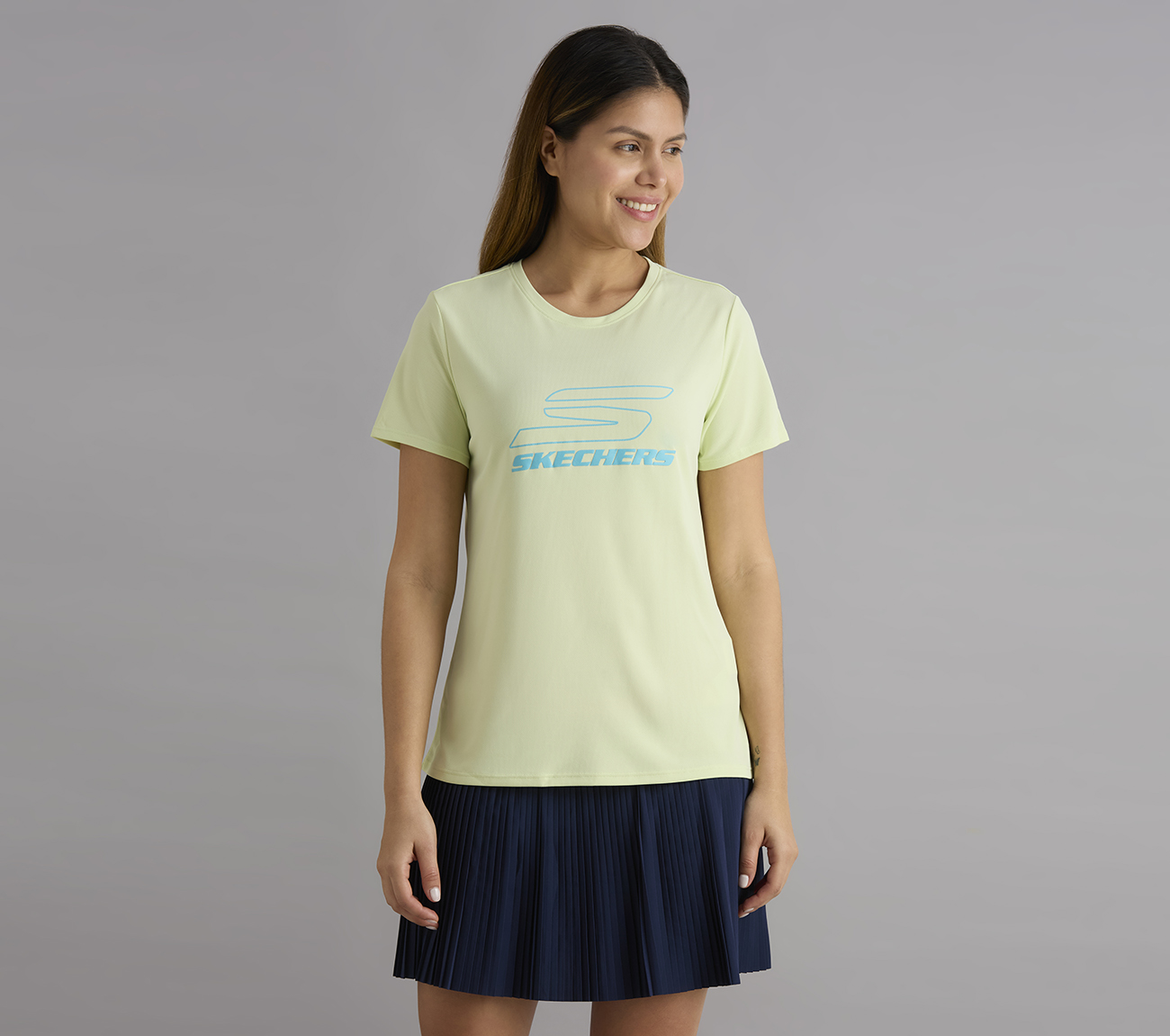 PERFORMANCE RUNNING T-SHIRT, LT. GRAY/LIME Apparel Lateral View