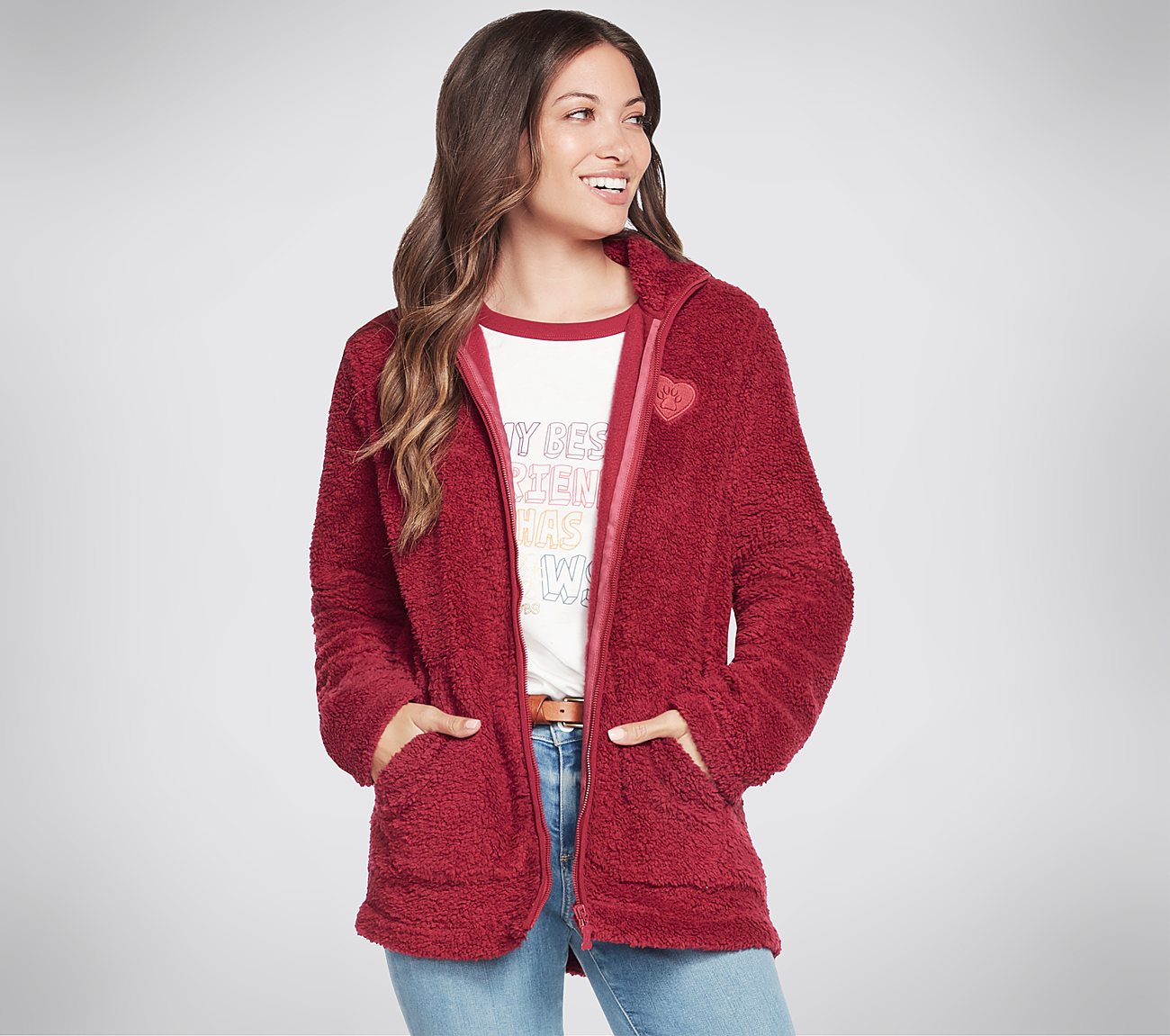BOBS SHERPA FZ JACKET, RASPBERRY Apparel Lateral View