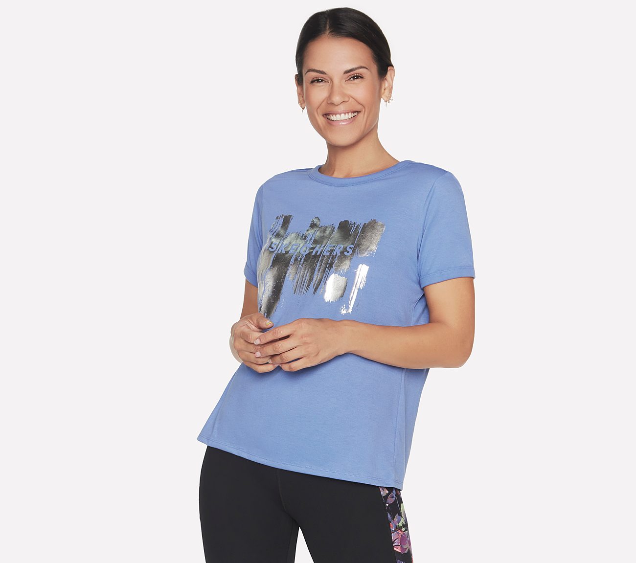 SKECHERS SHINE T-SHIRT, PERIWINKLE Apparels Lateral View