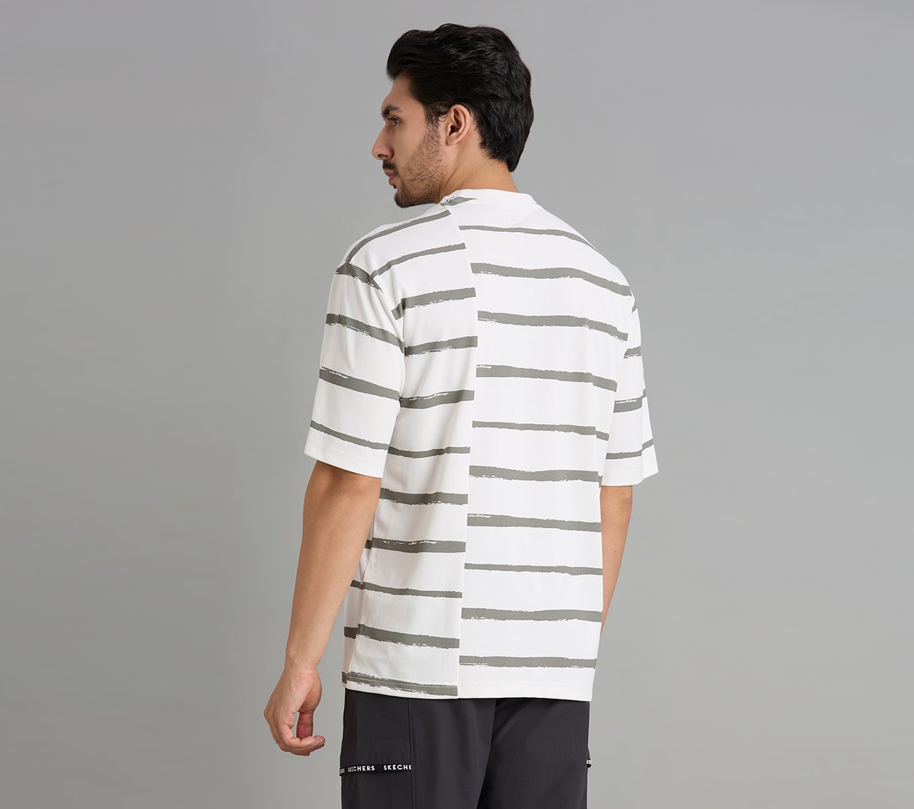 MISMATCH STRIPE PANEL TEE, WHITE