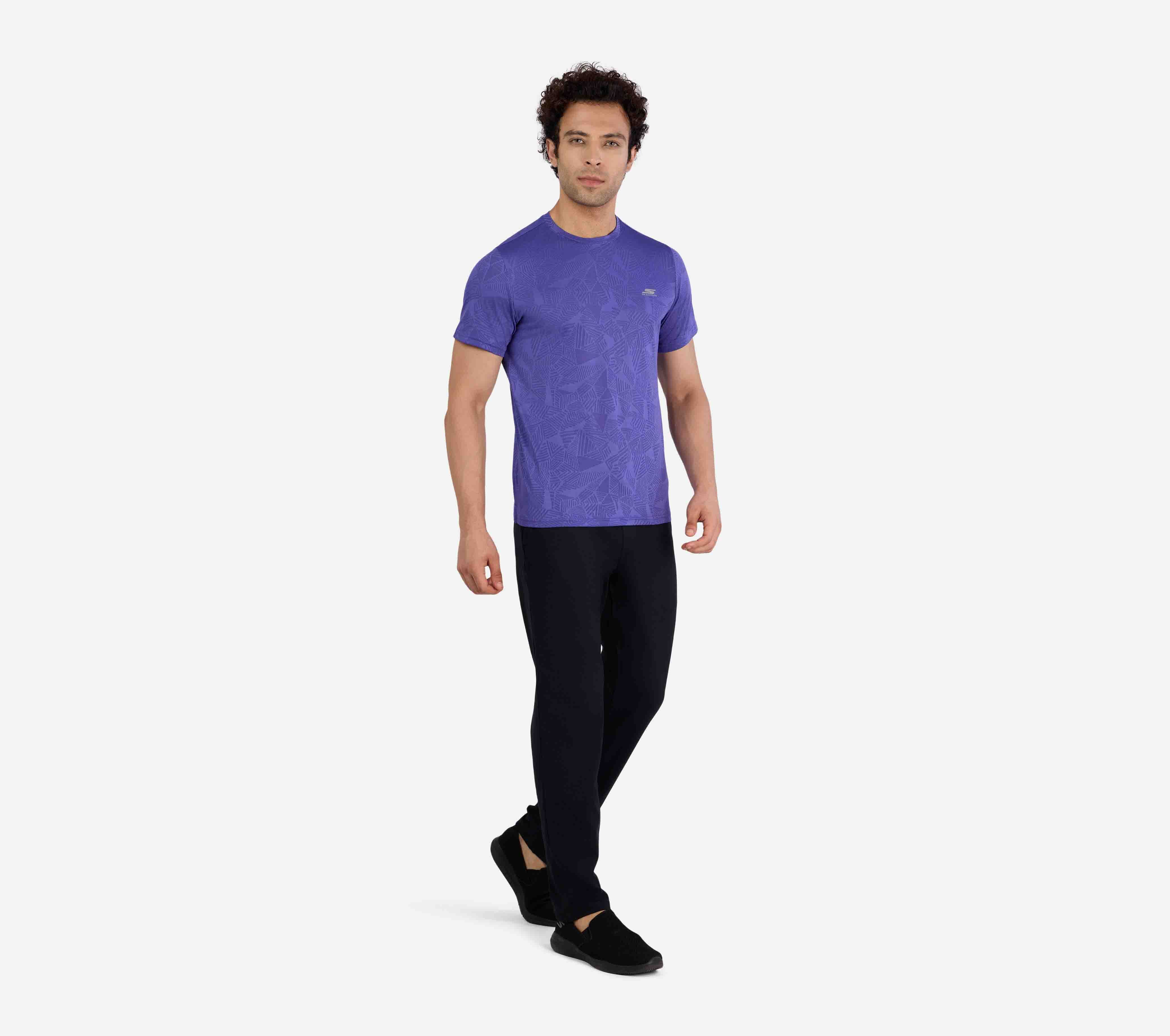 SS SKECHERS DELTA T-SHIRT, GUNMETAL TURQUOISE Apparel Left View