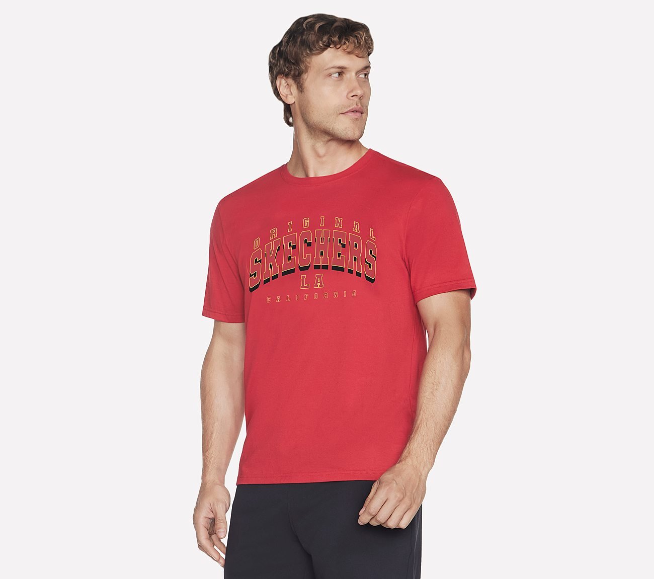 SKECHERS UNIVERSITY T-SHIRT, RED Apparel Bottom View