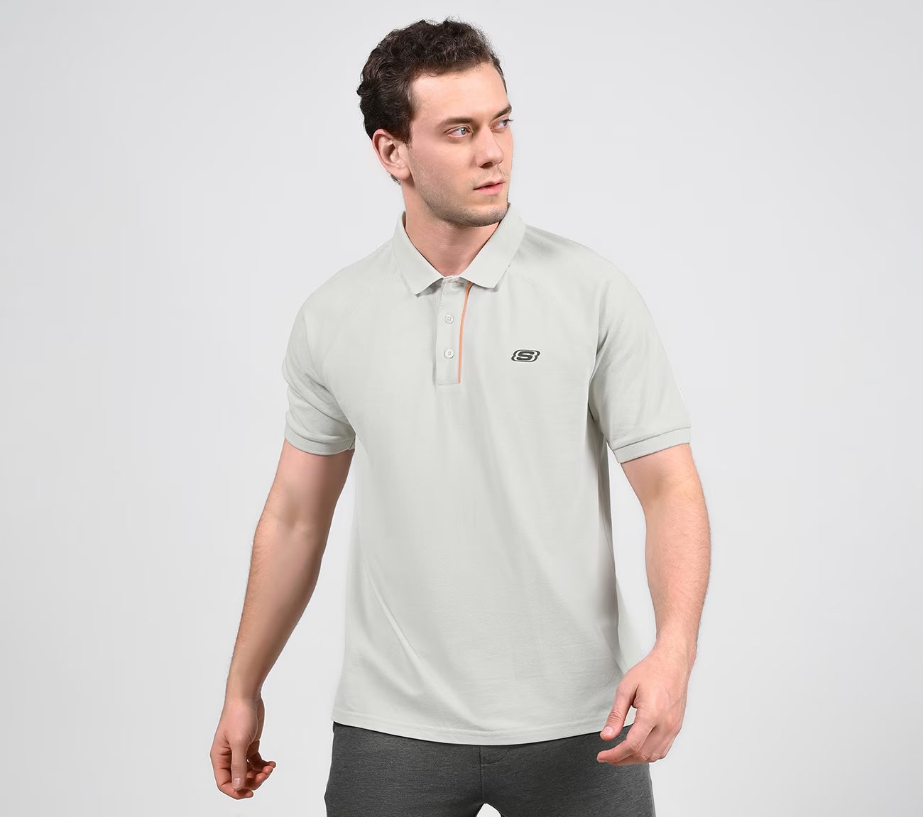 OASIS TIPPING POLO, GREY/LAVENDER Apparels Lateral View