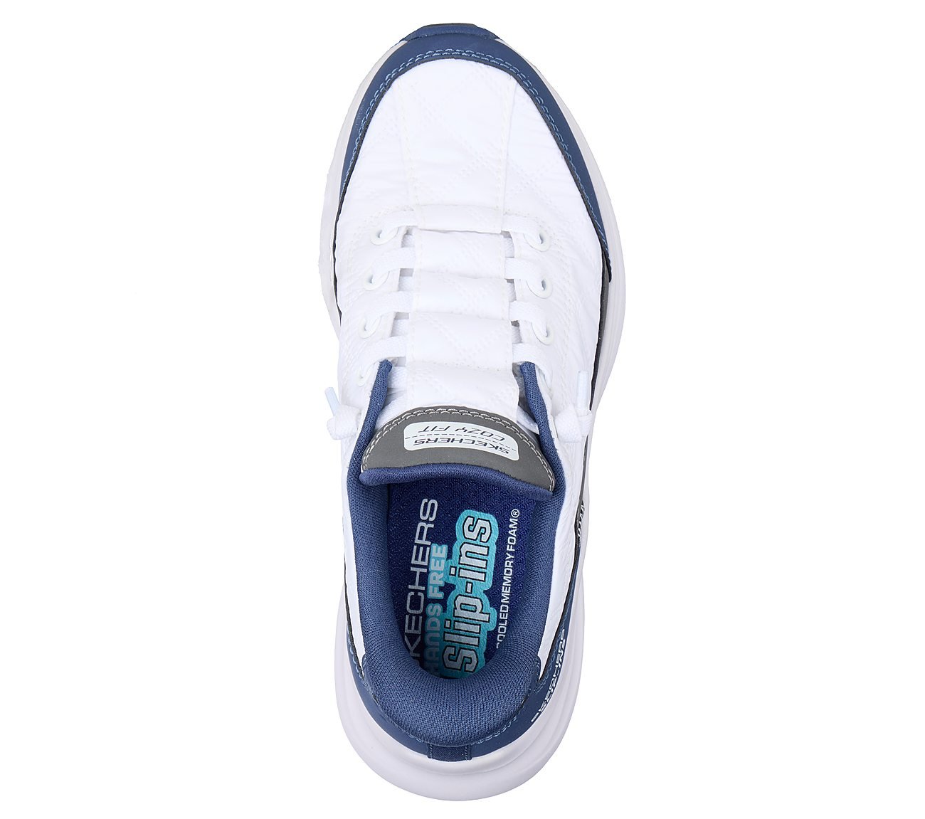 CONTOUR FOAM - COZY FIT, WHITE/NAVY Footwear Top View