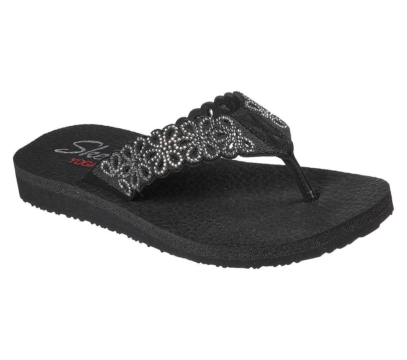 MEDITATION - SIMPLE FLORAL, BLACK/SILVER Footwear Lateral View