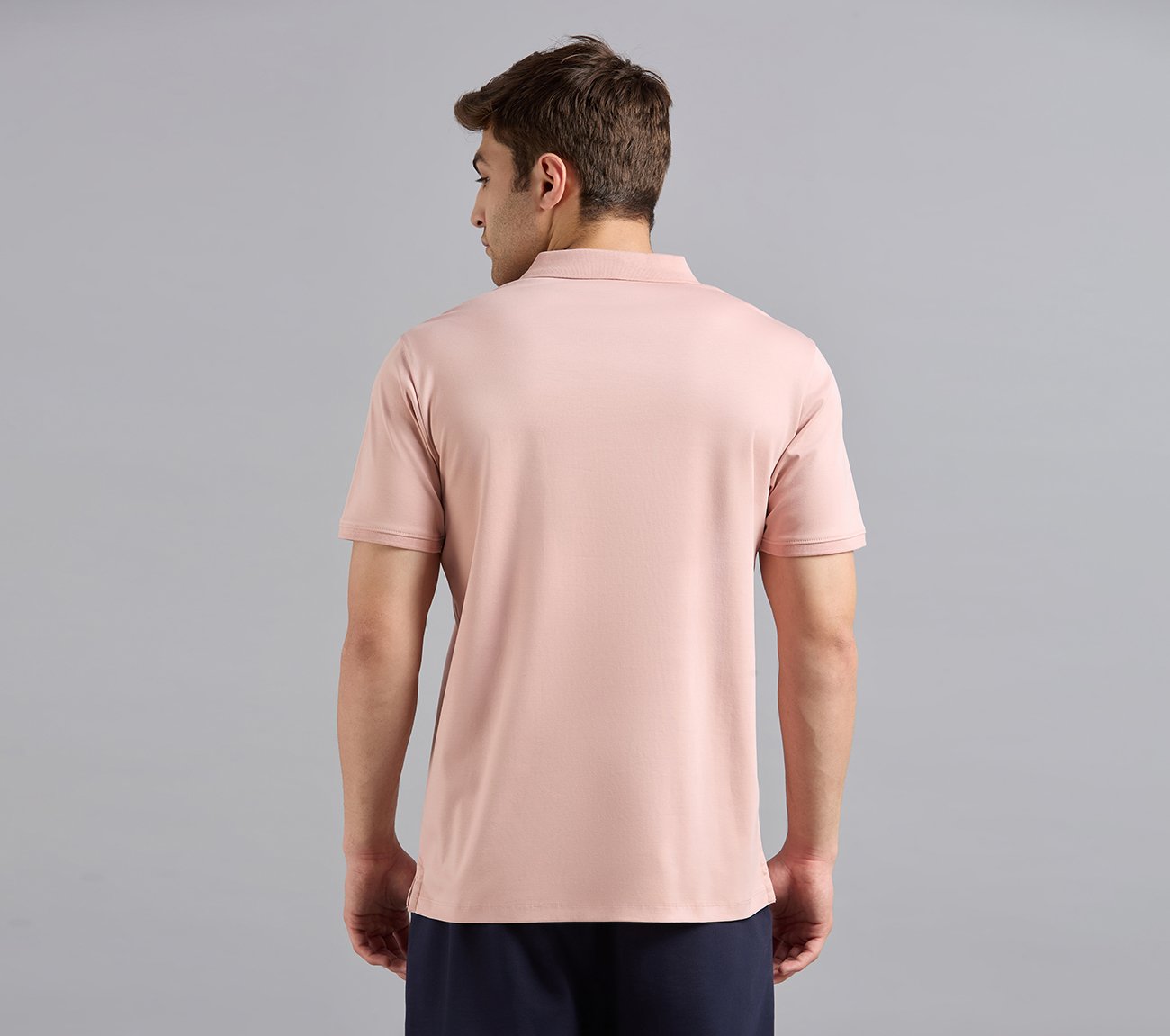 HIGHLANDER FRONT ZIPPER POLO, NATURAL/LIGHT PINK Apparel Left View