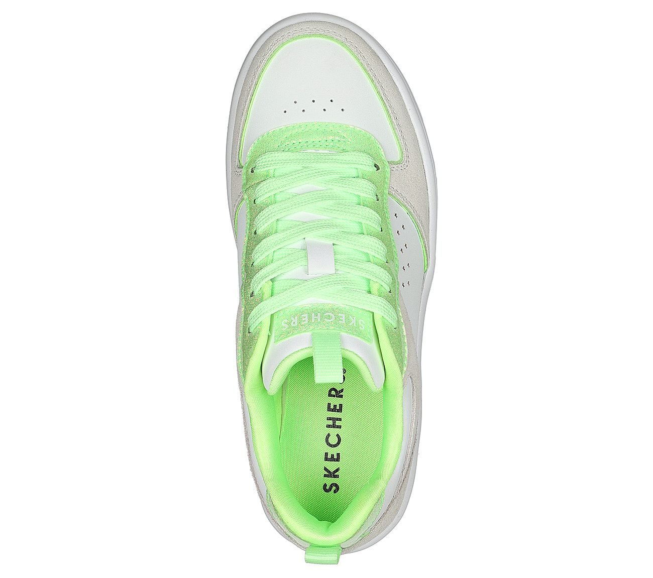 COURT HIGH - GLITTER MIX, WHITE/LIME Footwear Top View