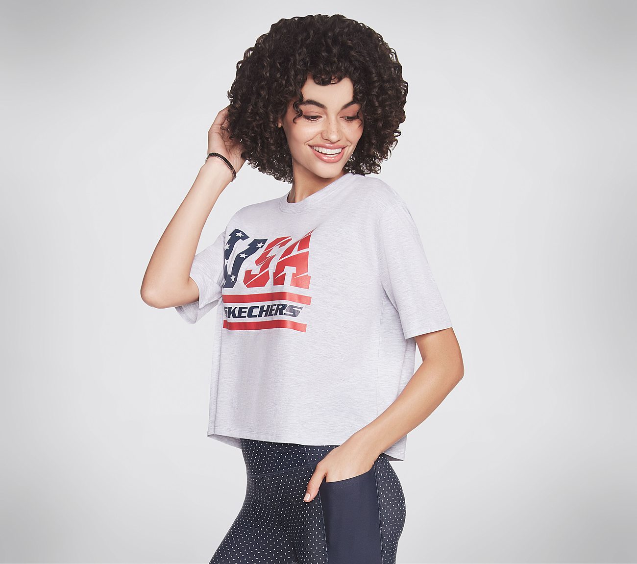 USA SKECHERS CROP, LIGHT GREY Apparels Bottom View