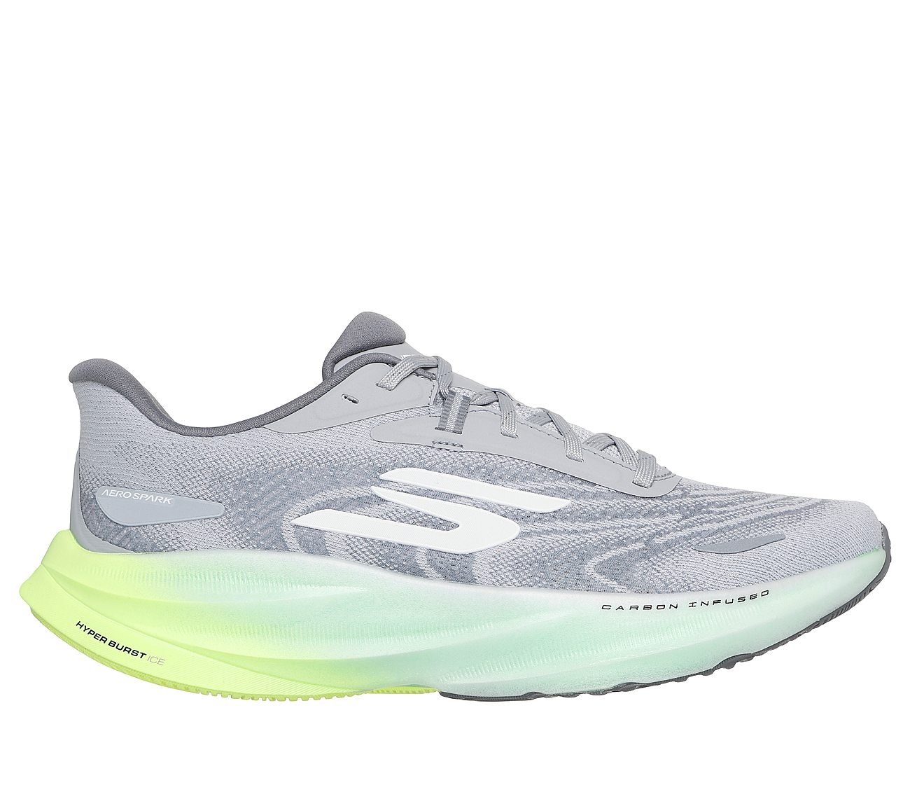 SKECHERS AERO SPARK, GRAY/LIME Footwear Lateral View