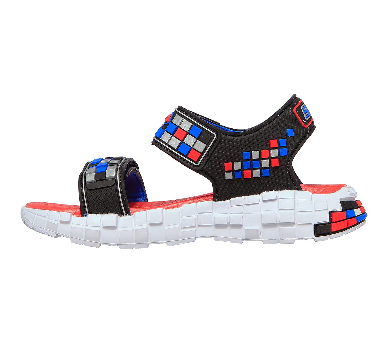 MEGA-CRAFT SANDAL, BLACK/SILVER/RED Footwear Left View