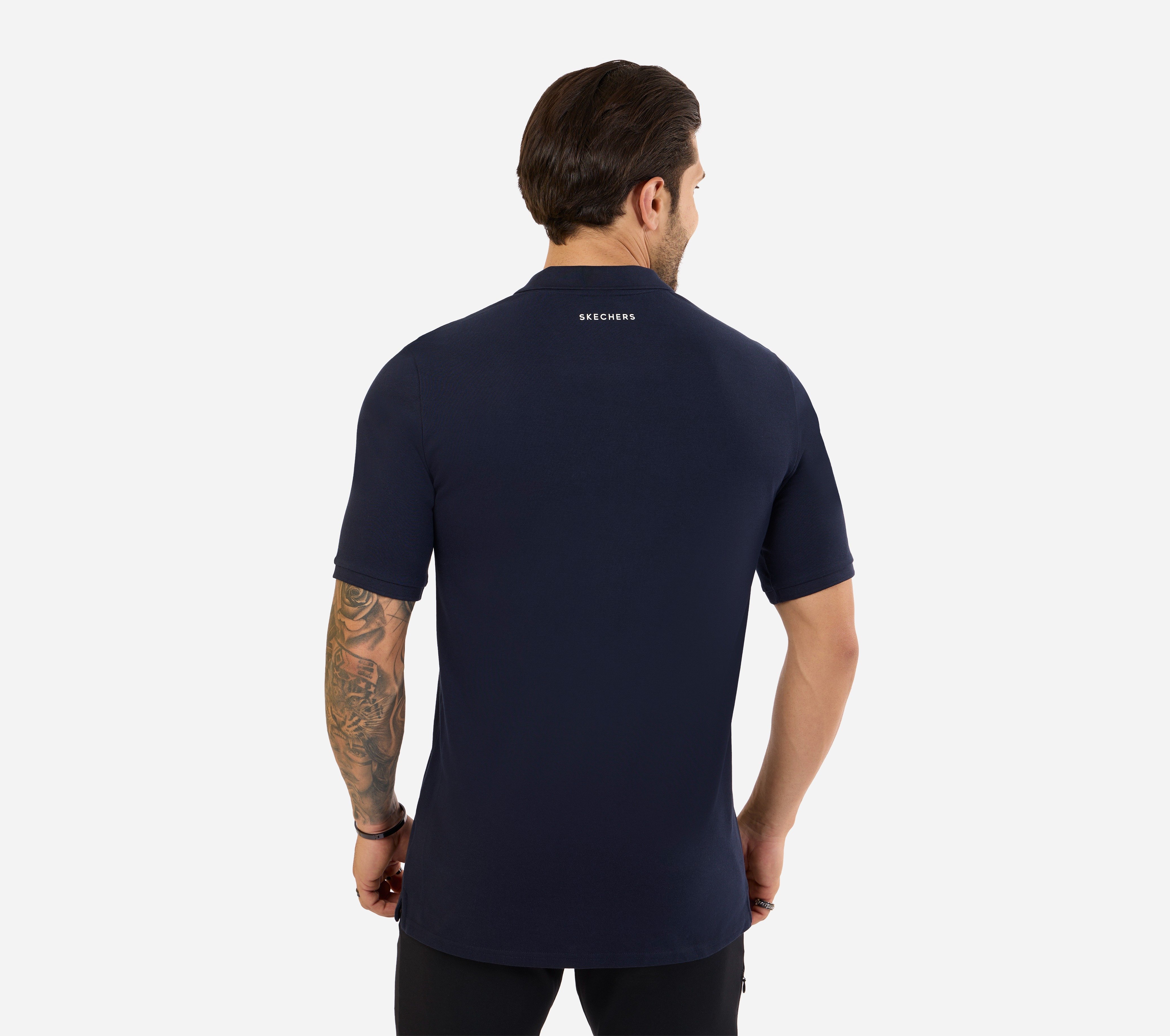 MI FAN LOGO POLO, Navy Blue Apparel Left View