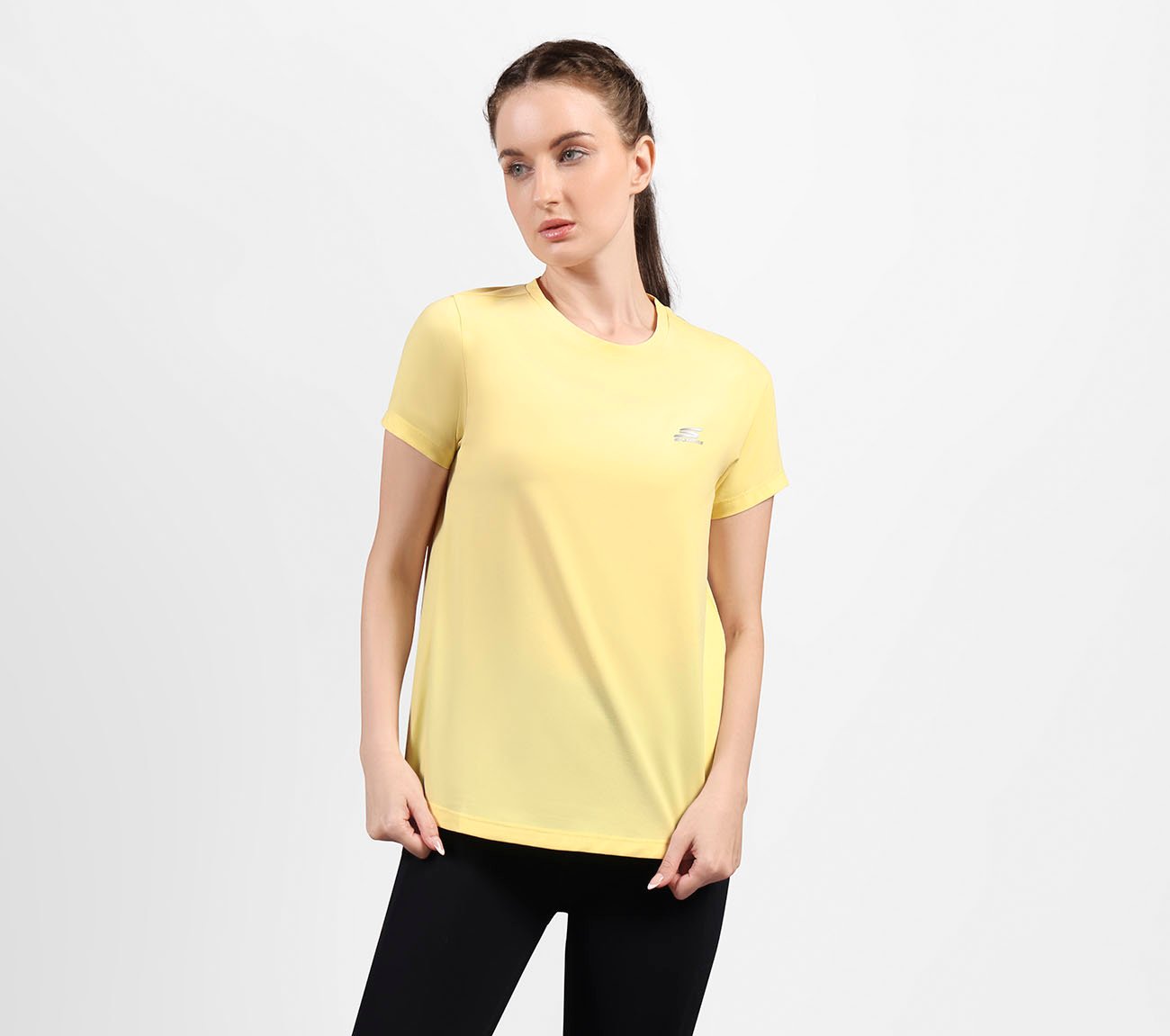 PERFORMANCE BOXY FIT T SHIRT, NATURAL/YELLOW Apparels Top View