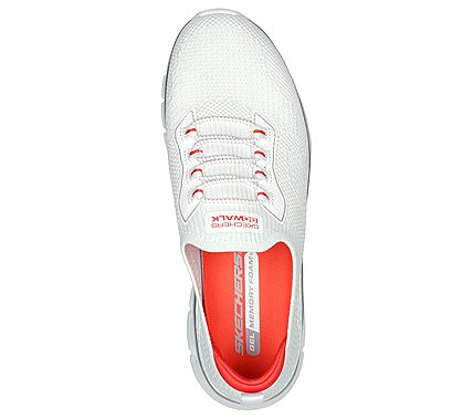 GO WALK GLIDE-STEP FLEX - SIL, WHITE/RED Footwear Top View