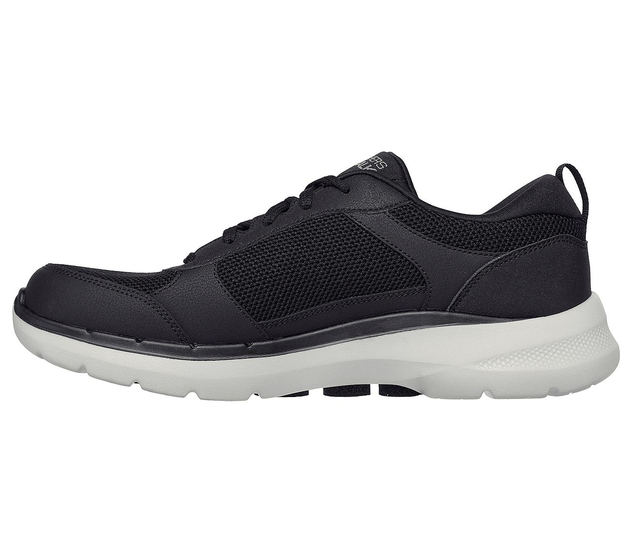 GO WALK 6 - COMPETE, BLACK/GREY Footwear Left View
