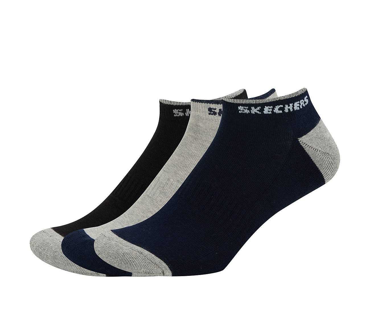 3PK MENS HALF TERRY LOW CUT, BLACK/GUNMETAL/BLUE