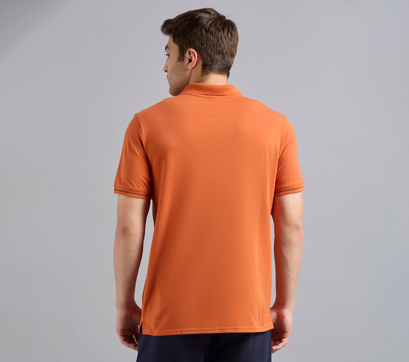 DUAL HIGHLIGHT TIPPING POLO, CHARCOAL/ORANGE Apparel Left View