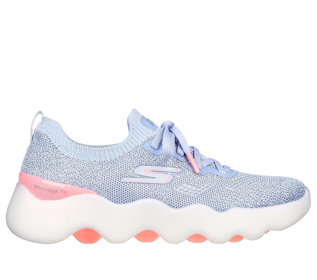 GO WALK MASSAGE FIT - UPSURGE, GREY/PINK Footwear Lateral View