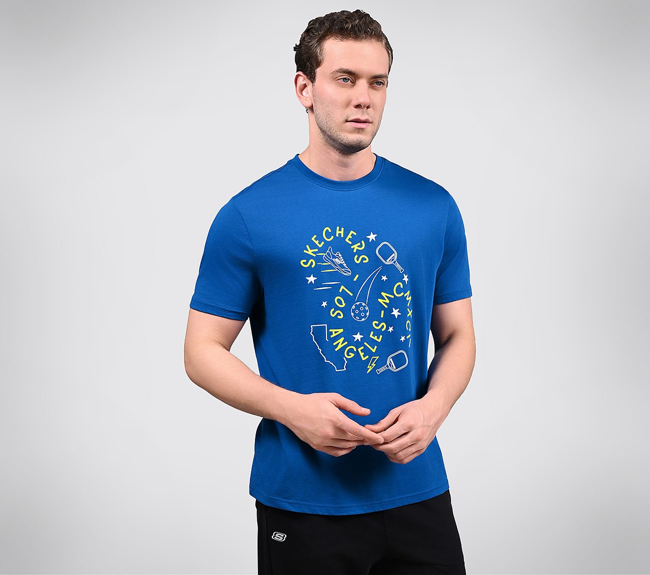 CORE VARSITY DOODLE TEE, BLACK/SILVER/ROYAL Apparels Left View