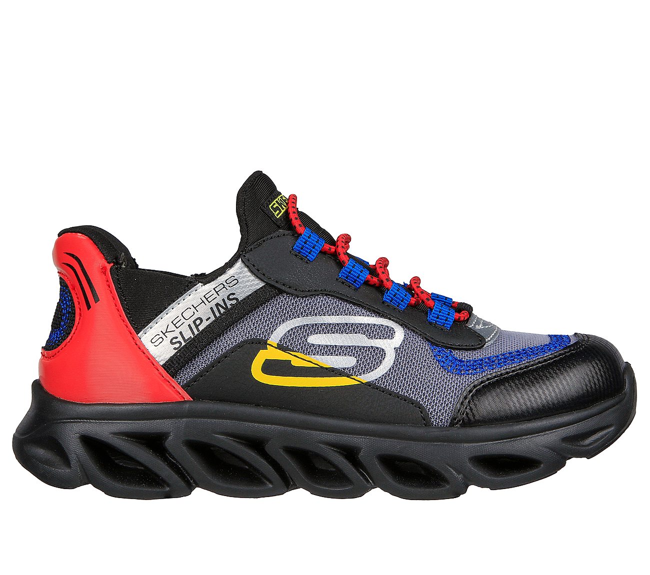 Skechers Black/Multi Flex Glide Boys Slip On Shoes - Style ID: 403840L