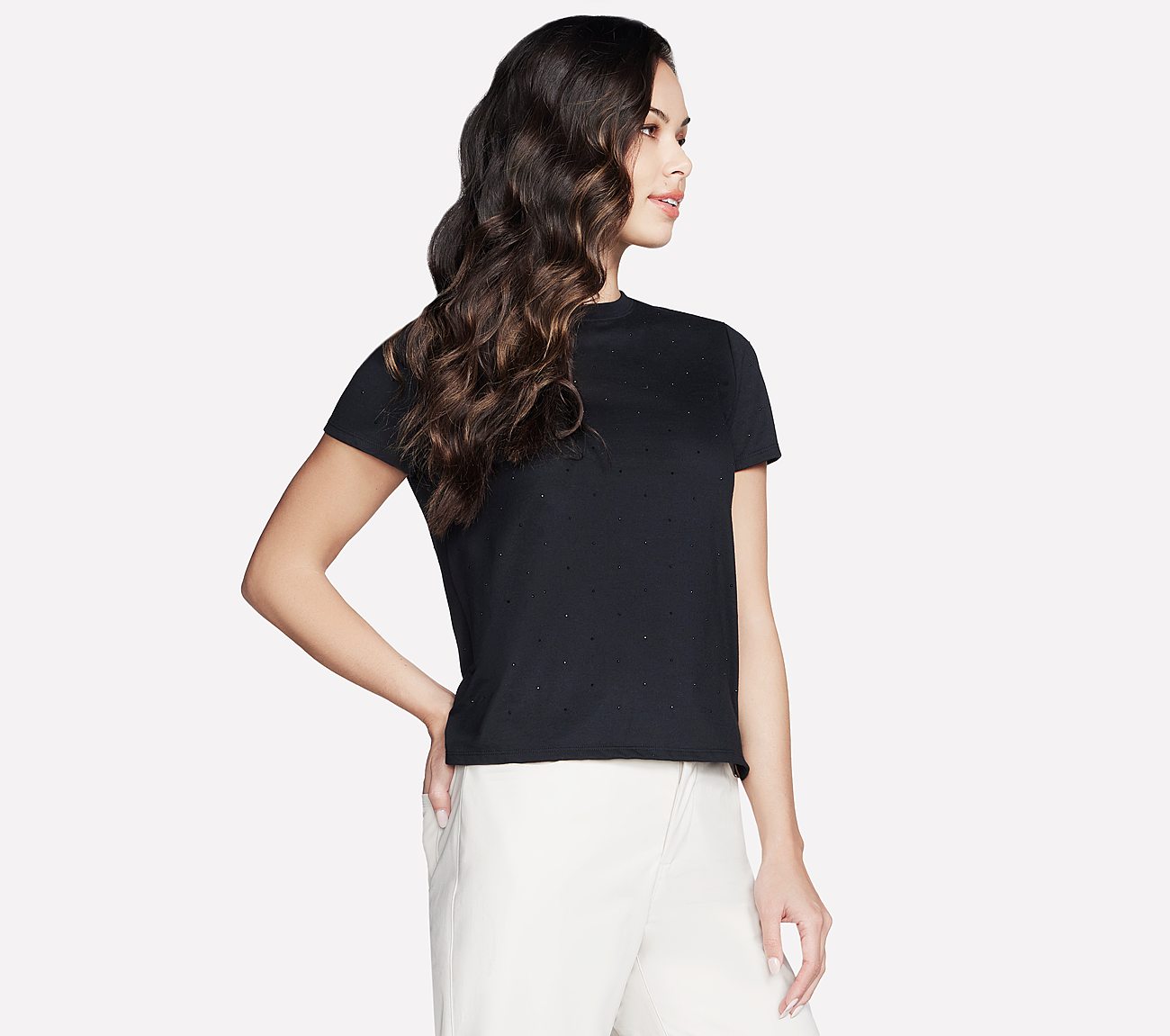 RHINESTONE TEE, BLACK Apparel Bottom View