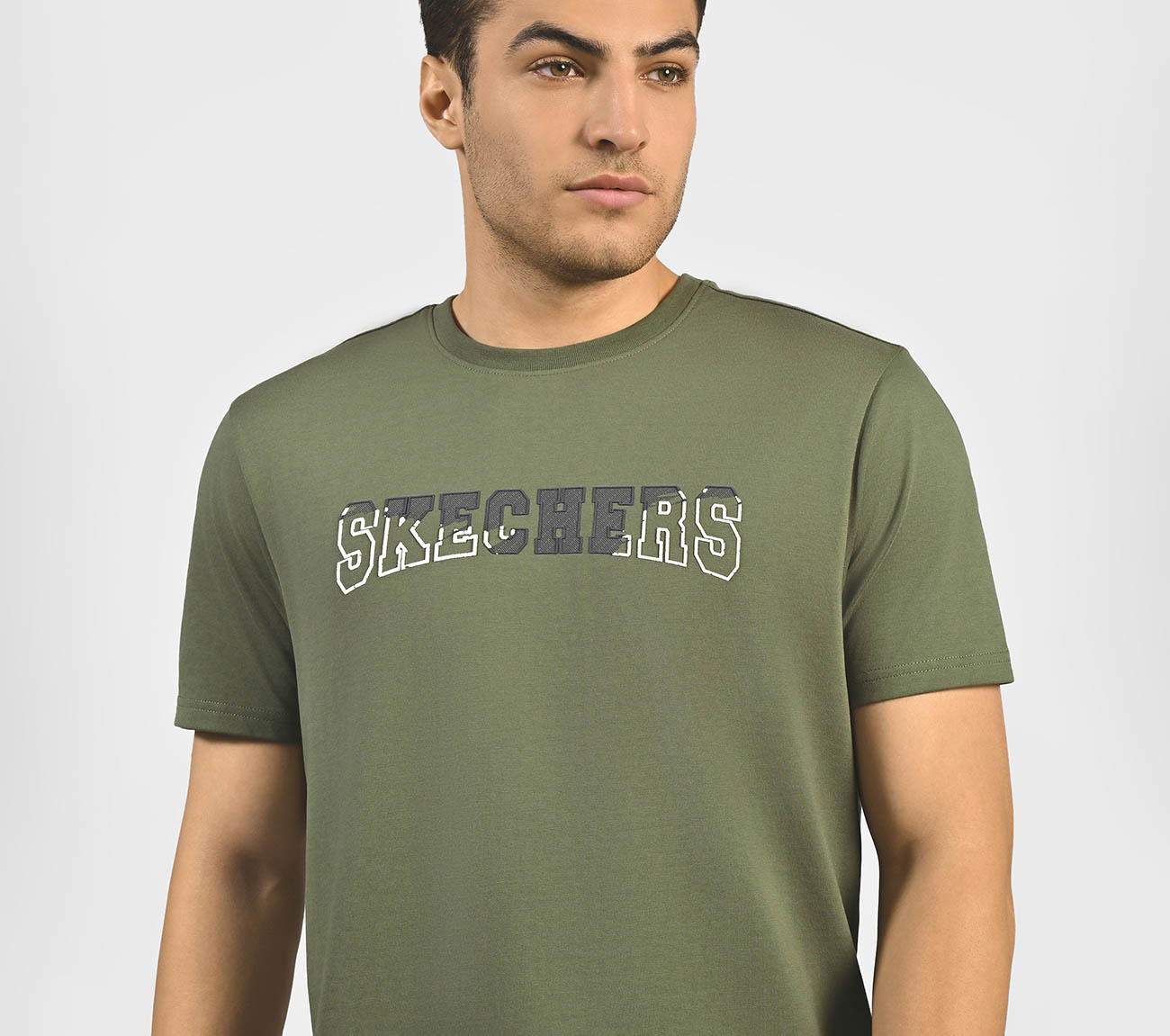DUAL PRINT VARSITY GRAPHIC T-SHIRT, NATURAL/OLIVE Apparel Right View