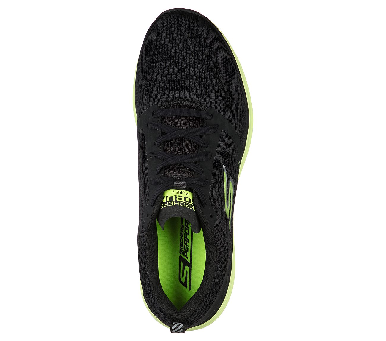 GO RUN PURE 2, BLACK/LIME Footwear Top View