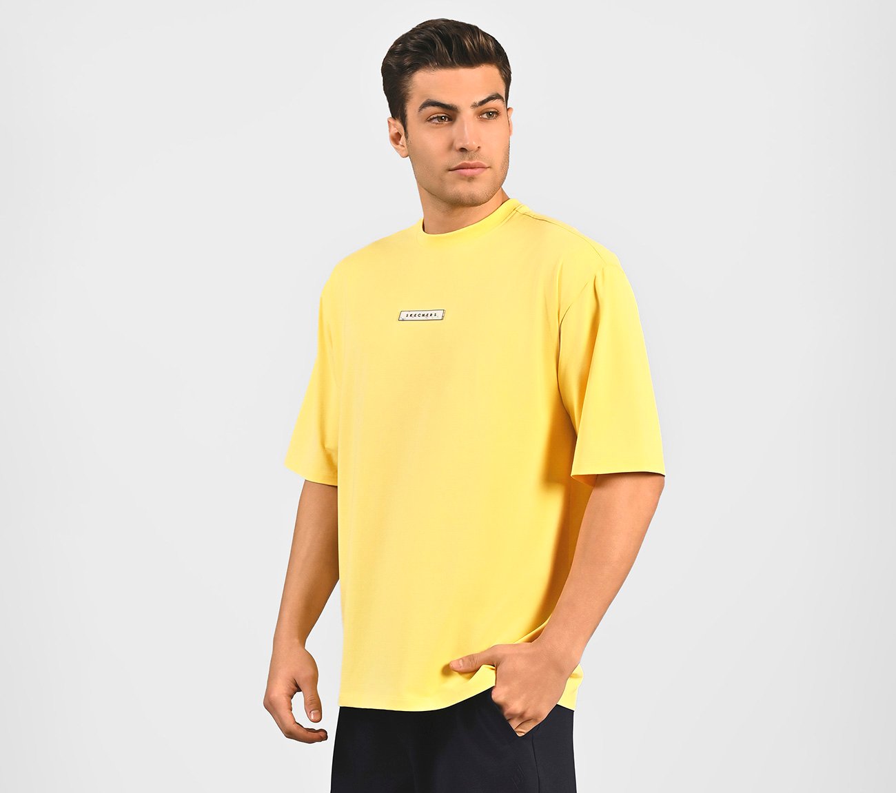 BACK PALM PRINT T-SHIRT, YELLOW/MULTI Apparel Top View