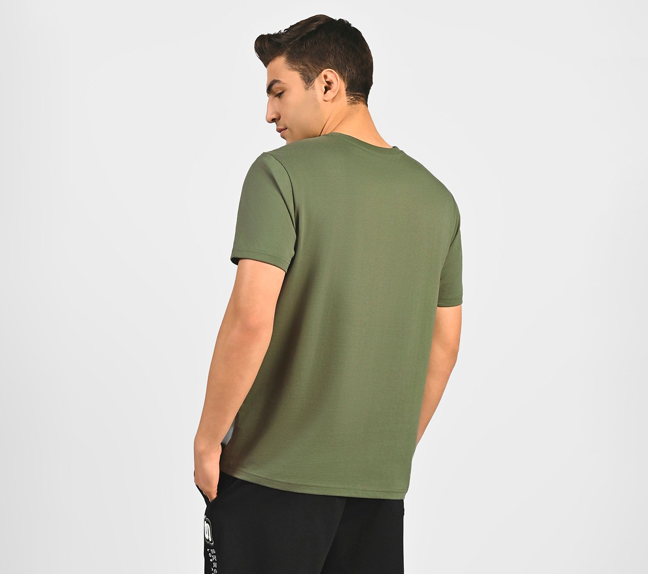 DUAL PRINT VARSITY GRAPHIC T-SHIRT, NATURAL/OLIVE Apparel Left View