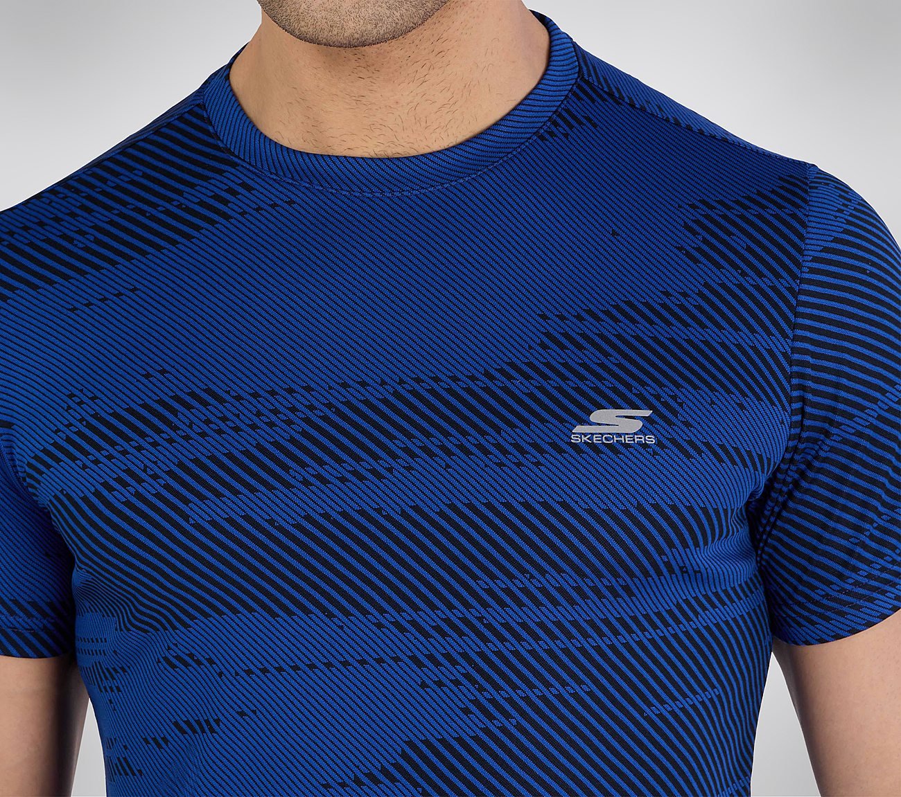 SS SKECHERS JACQUARD T-SHIRT, ROYAL/BLUE Apparel Right View