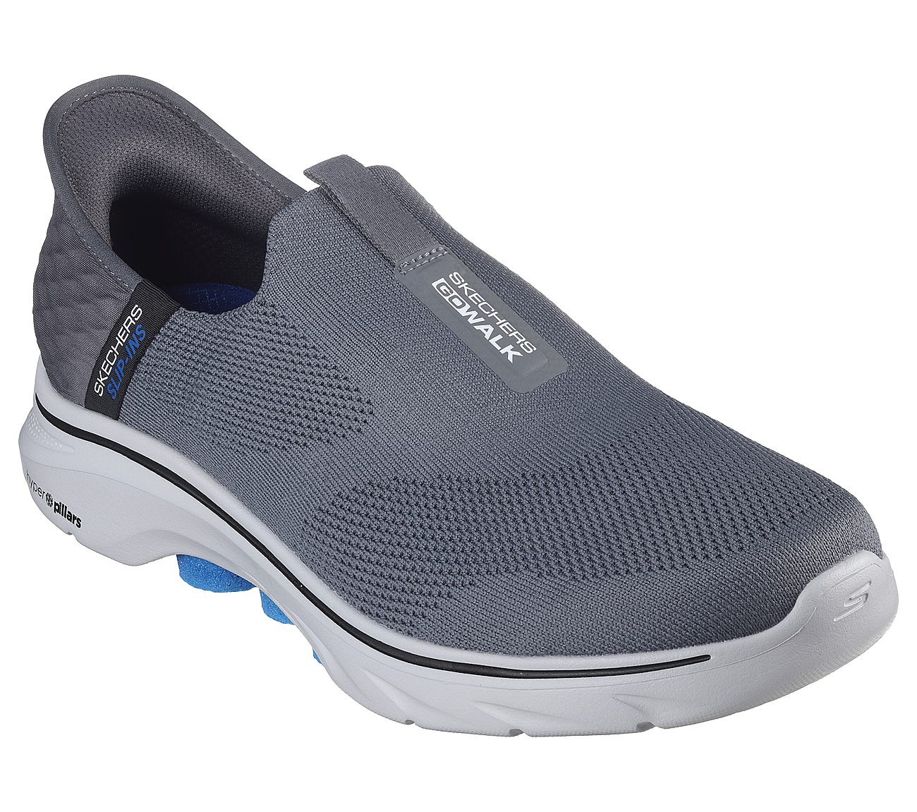 GO WALK 7 - EASY ON 2, CHARCOAL/BLUE Footwear Left View