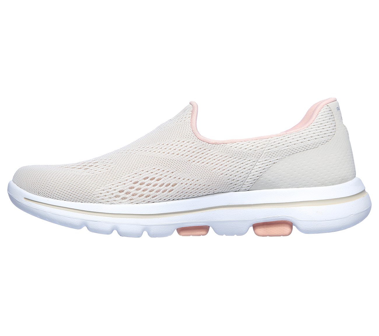 GO WALK 5, OFF WHITE/PINK Footwear Left View