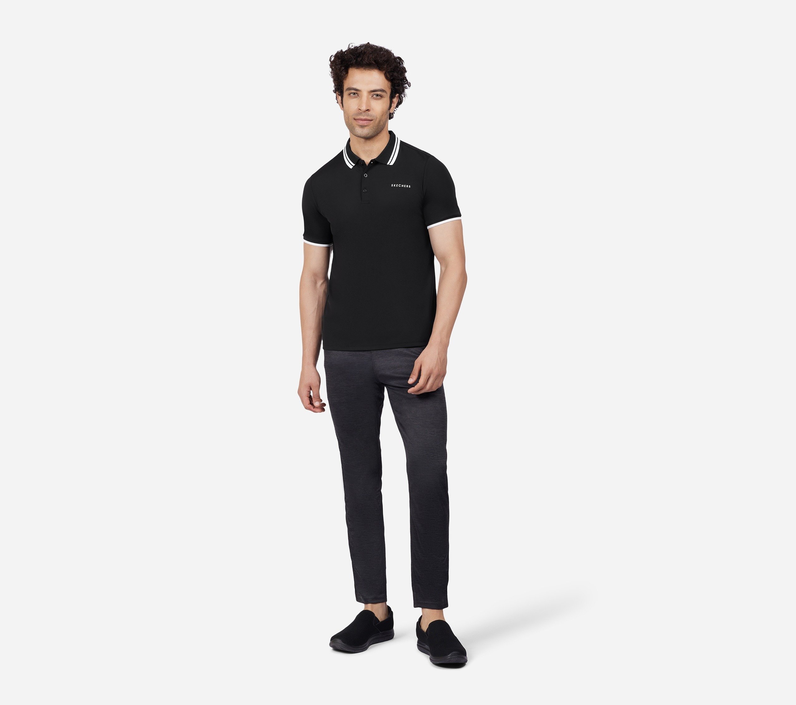 SS BUTTON DOWN POLO, BBBBLACK Apparel Left View