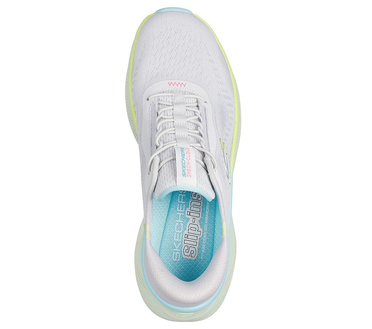 SKECH CLOUD-PERFECTLY PLUSH, LIGHT GRAY/MULTI Footwear Top View