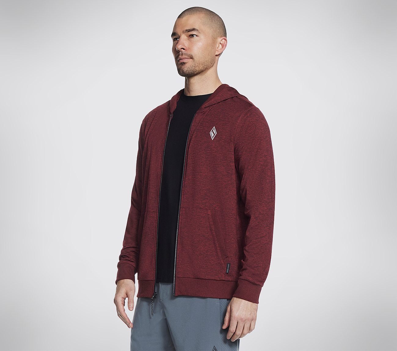 SKECH KNITS ULTRA GO FULL ZIP, RED Apparels Lateral View