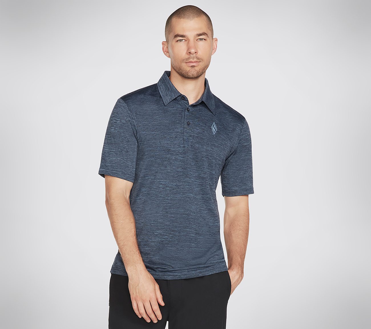 ON THE ROAD POLO, BLUE/GREY Apparel Lateral View
