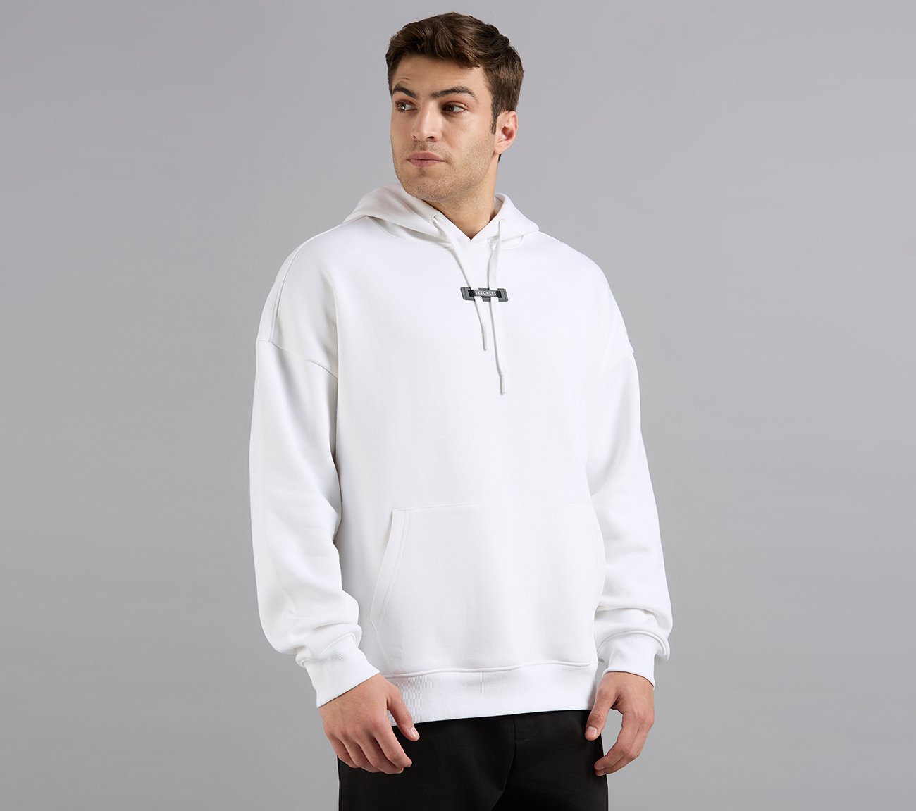 SKECHERS CORD LOOP HOODIE, WHITE Apparels Bottom View